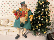 Load image into Gallery viewer, Dollhouse Miniatures  ~ Jolly Christmas Gentleman Doll w/ Gifts Holiday Festive
