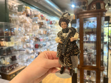 Load image into Gallery viewer, Dollhouse Miniatures ~ Artisan Made Porcelain Lady Doll in Cheetah Print Dress
