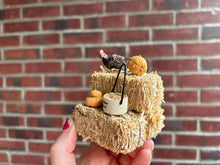 Load image into Gallery viewer, Dollhouse Miniatures ~ Autumnal Haybale with Chicken &amp; Pumpkins Halloween
