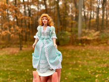 Load image into Gallery viewer, Dollhouse Miniatures ~ Debra Hammond Victorian Little Girl in Turquoise Striped Dress
