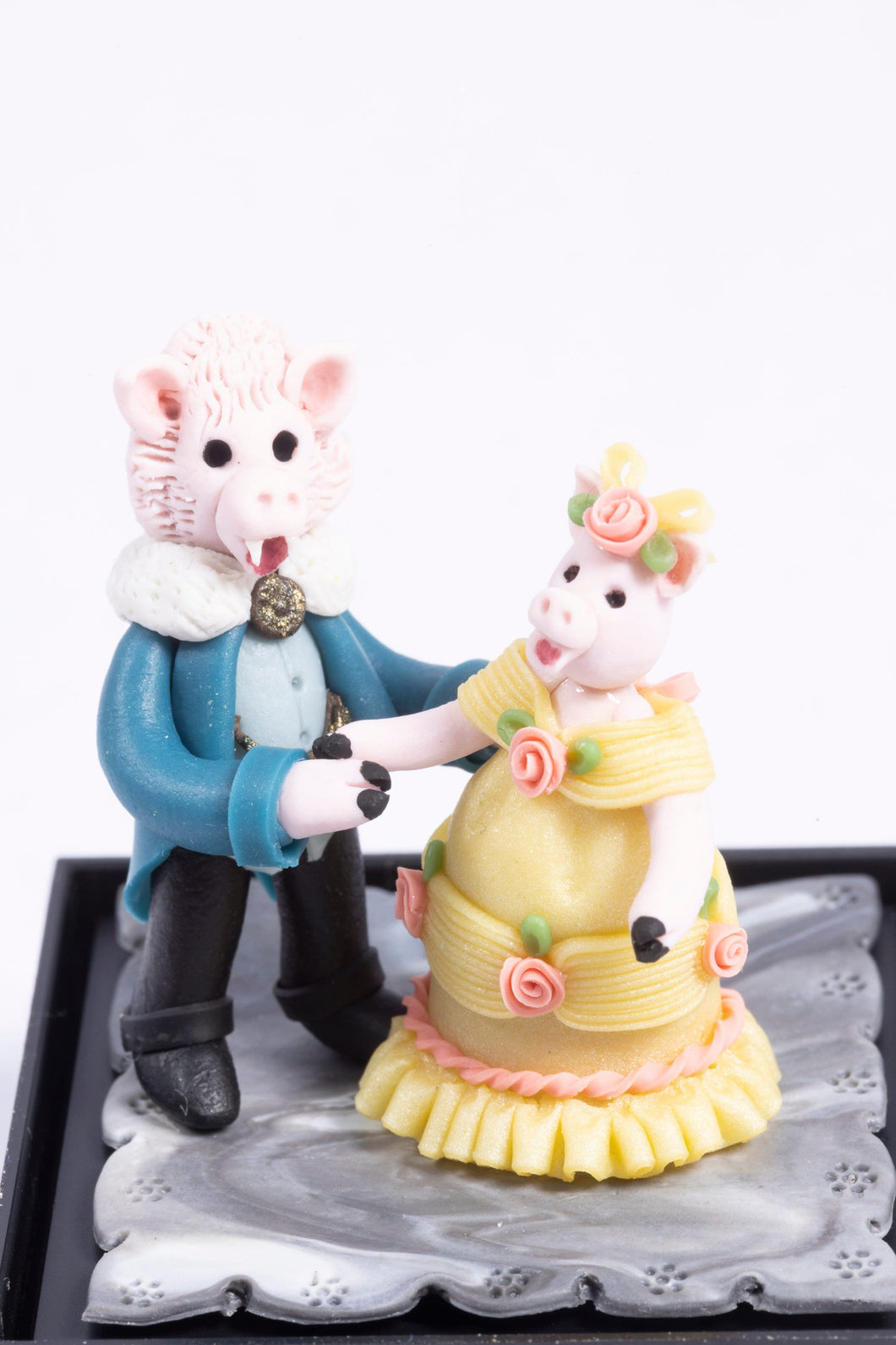 Dollhouse Miniature ~ Clay Sculpted Dolls of Pig & Wolf