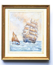Load image into Gallery viewer, Dollhouse Miniature ~ K.J.F. Bird - Approaching Port - Sailing Ships Painting

