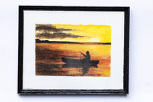 Load image into Gallery viewer, Dollhouse Miniature ~ Original Watercolor by Amy Robinson - Man at Sunset on Boat
