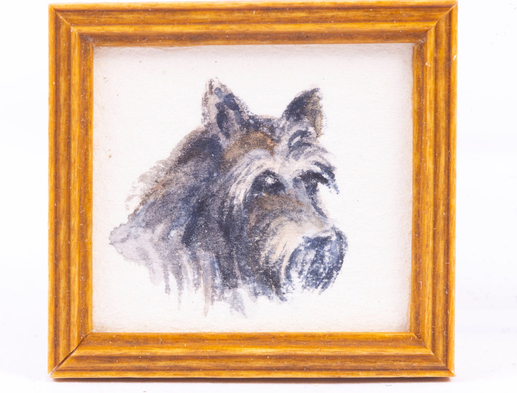 Dollhouse Miniature ~ Adele Moros Painting of a Scottish Terrier