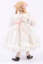 Load image into Gallery viewer, Dollhouse Miniature ~ Beautiful Porcelain Young Girl Doll  in White Dress, Blonde Hair

