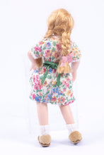 Load image into Gallery viewer, Dollhouse Miniature ~ Porcelain Young Girl Doll in Floral Dress with an Apron
