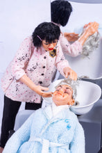 Load image into Gallery viewer, Dollhouse Miniature  ~ Terrific Hair Salon with Hand Sculpted Dolls &amp; Accessories - From Ursula Sauerberg Estate
