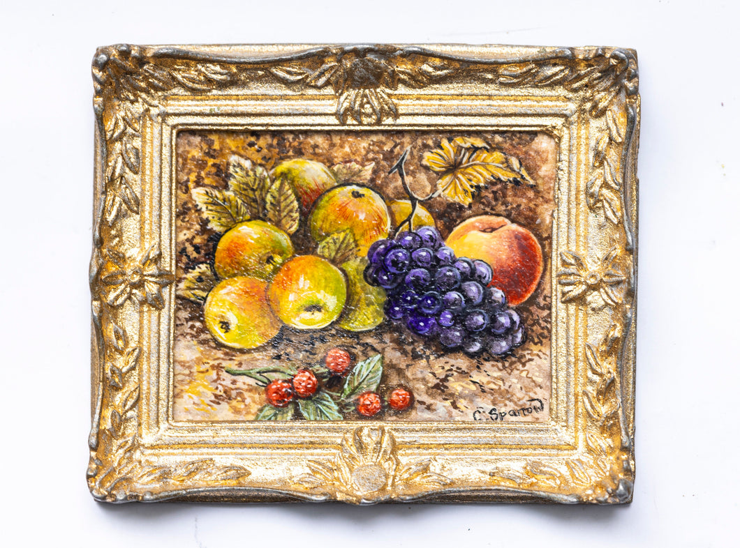 Dollhouse Miniature ~ Chris Sparrow Painting of Colorful Fruits
