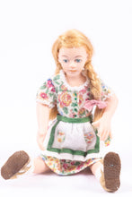 Load image into Gallery viewer, Dollhouse Miniature ~ Porcelain Young Girl Doll in Floral Dress with an Apron
