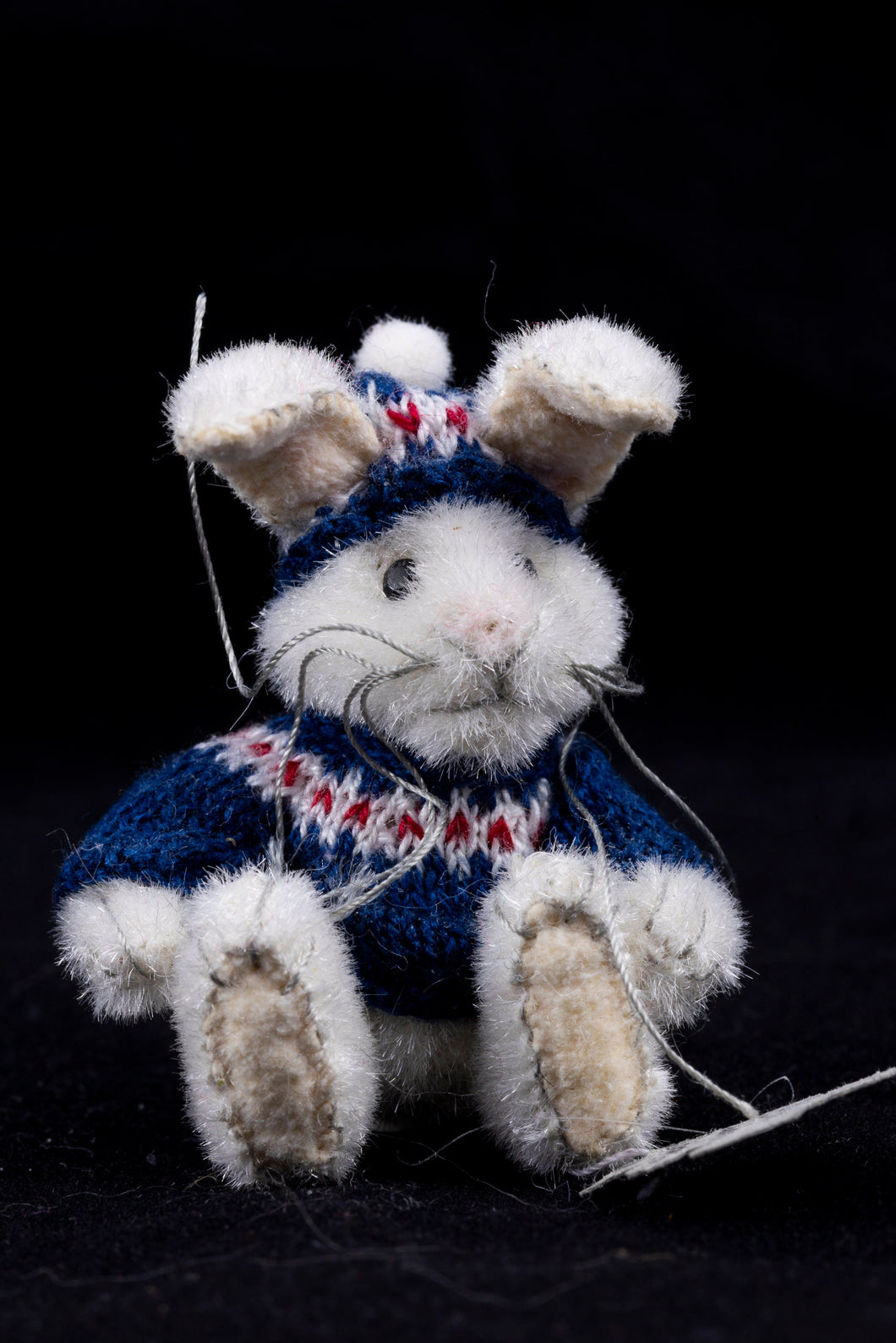 Dollhouse Miniature ~ Mary Bures Fluffy Snow Bunny Rabbit, Adorable Handmade Toy