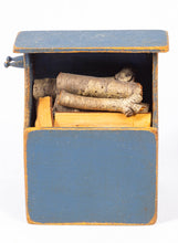 Load image into Gallery viewer, Dollhouse Miniature ~ Bearly Big Enough Blue Painted Firewood Holder
