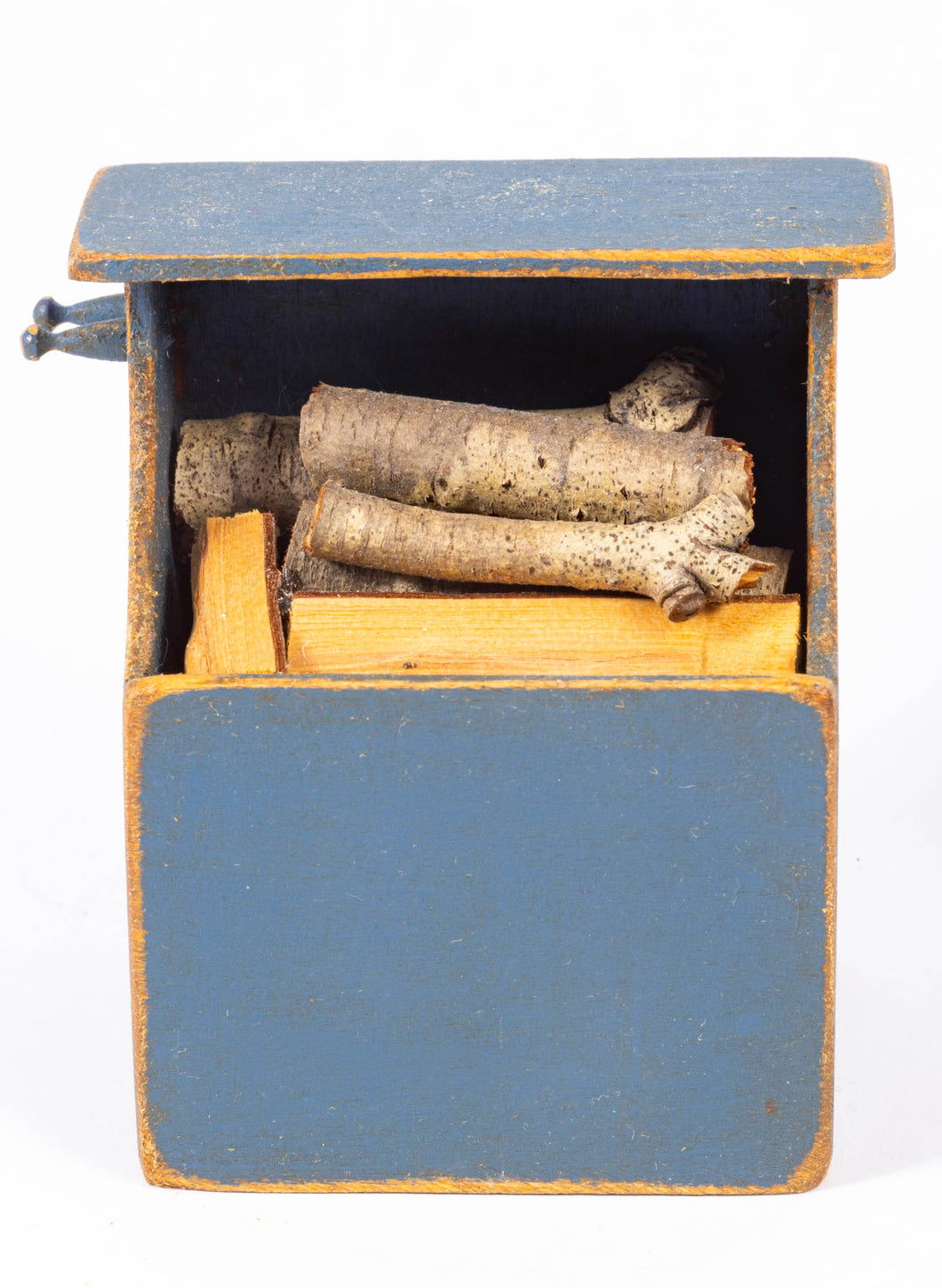 Dollhouse Miniature ~ Bearly Big Enough Blue Painted Firewood Holder