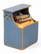 Load image into Gallery viewer, Dollhouse Miniature ~ Bearly Big Enough Blue Painted Firewood Holder
