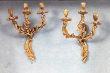 Load image into Gallery viewer, Dollhouse Miniature ~ Herbillon Artist Made Pair of Triple Arm Bronze Wall Sconces
