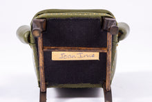 Load image into Gallery viewer, Dollhouse Miniature ~ Gorgeous Green Leather Wing Back Chair &amp; Ottoman by Joan Ince
