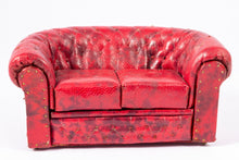 Load image into Gallery viewer, Red Tufted &amp; Aged Sofa, Handmade with Nail Heads From Lee Lefkowitz Collection
