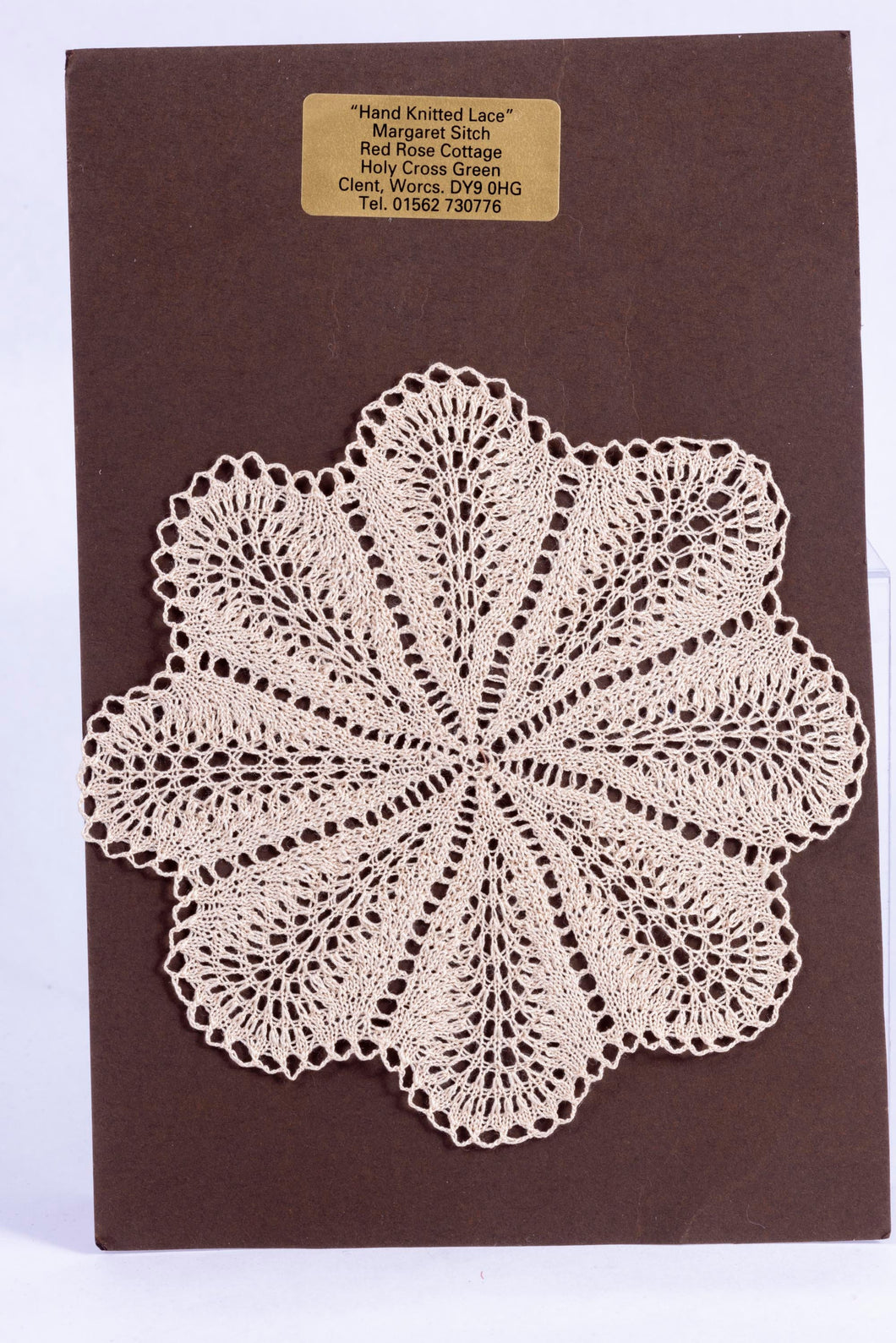 Dollhouse Miniature ~  Hand Knitted Lace Floral Tablecloth, UK Made - Margaret Sitch