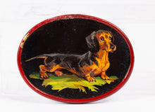 Load image into Gallery viewer, Dollhouse Miniature ~ Natasha Hand Painted Daschund on Tray
