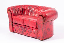 Load image into Gallery viewer, Red Tufted &amp; Aged Sofa, Handmade with Nail Heads From Lee Lefkowitz Collection
