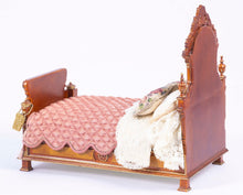 Load image into Gallery viewer, Dollhouse Miniature ~ Lilli Ann Hamilton Dressed Bed &amp; Matching Table,  From Lee Lefkowitz Collection
