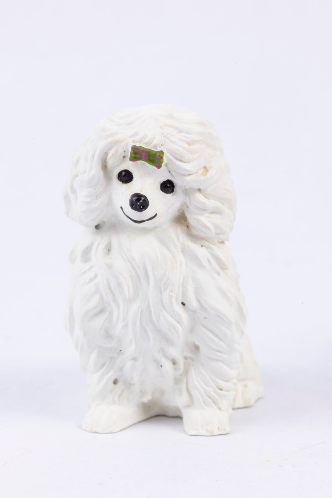 Dollhouse Miniature ~ White Poodle Dog, Vintage Concord Resin Handpainted
