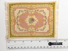 Load image into Gallery viewer, Dollhouse Miniature ~ Beautiful Green, PInk and Gold Petit Point Rug by Ursula Sauerberg
