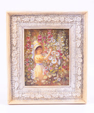 Load image into Gallery viewer, Dollhouse Miniature ~ Paul Saltarelli &quot;Girl with Hollihocks&quot; Painting after Hamilton Hamilton
