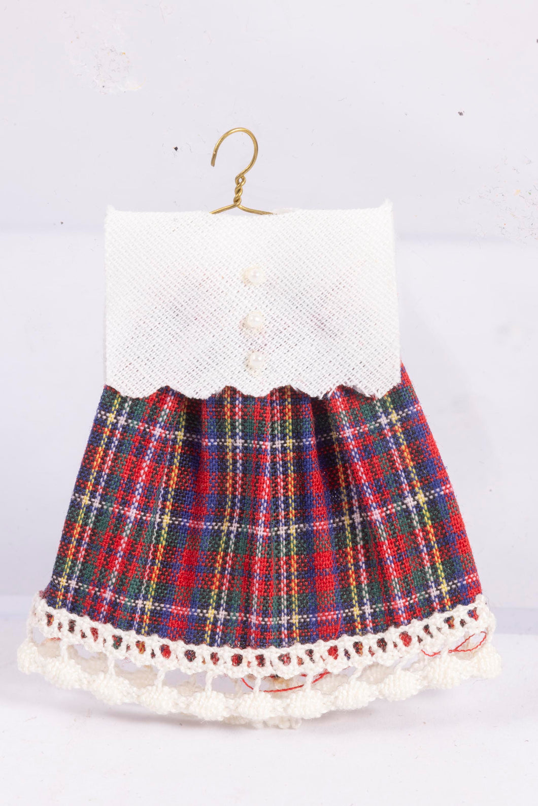 Dollhouse Miniature ~ Handmade Little Girl's Plaid Dress