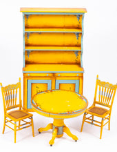 Load image into Gallery viewer, Dollhouse Miniature ~ Hand Painted Kitchen Hutch with Table &amp; Chairs by Linda Sue
