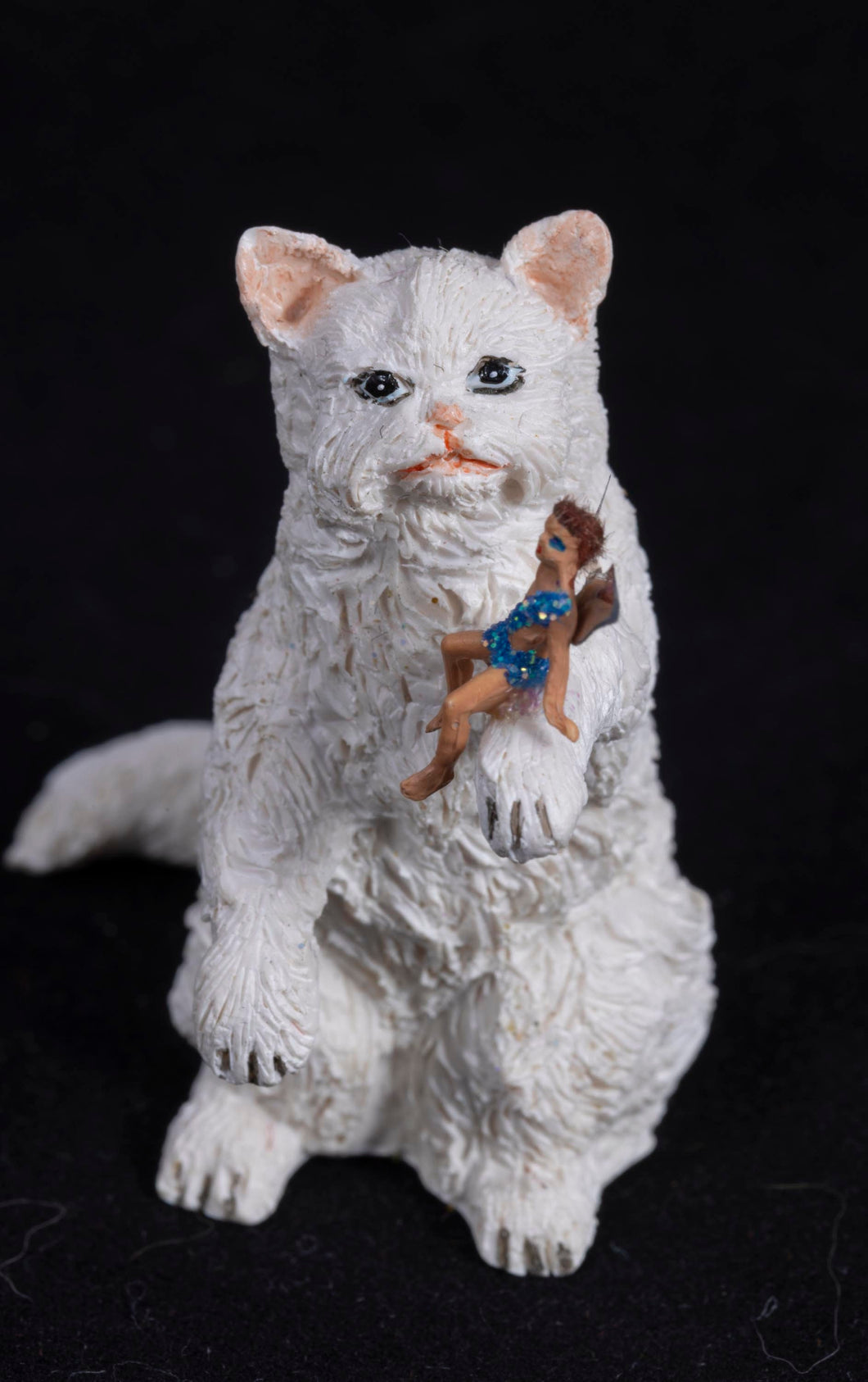 Dollhouse Miniature ~ Persian Cat with Little Fairy