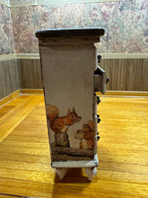 Load image into Gallery viewer, Dollhouse Miniature ~ Artisan Vera Handmade Dresser Squirrels Shabby/Aged Style
