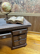 Load image into Gallery viewer, Dollhouse Miniature ~ Artisan Vera Handmade Decorated Explorers Desk Shabby/Aged Style
