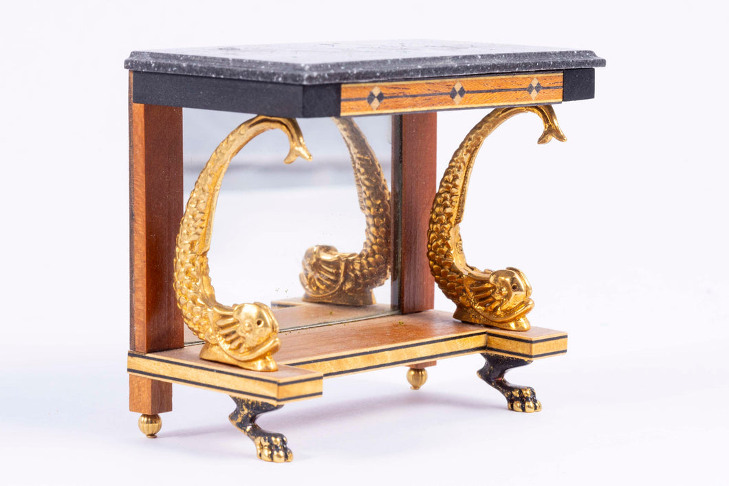 Dollhouse Miniature ~ Tony Jones  Pier / Hall Table with Dolphin Legs,  From Lee Lefkowitz Collection