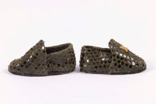 Load image into Gallery viewer, Dollhouse Miniature ~Handmade Pair of Fancy Louis V Mens Black Slippers, From Lee Lefkowitz Collection
