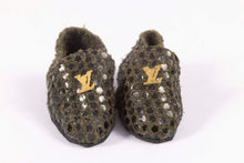 Load image into Gallery viewer, Dollhouse Miniature ~Handmade Pair of Fancy Louis V Mens Black Slippers, From Lee Lefkowitz Collection
