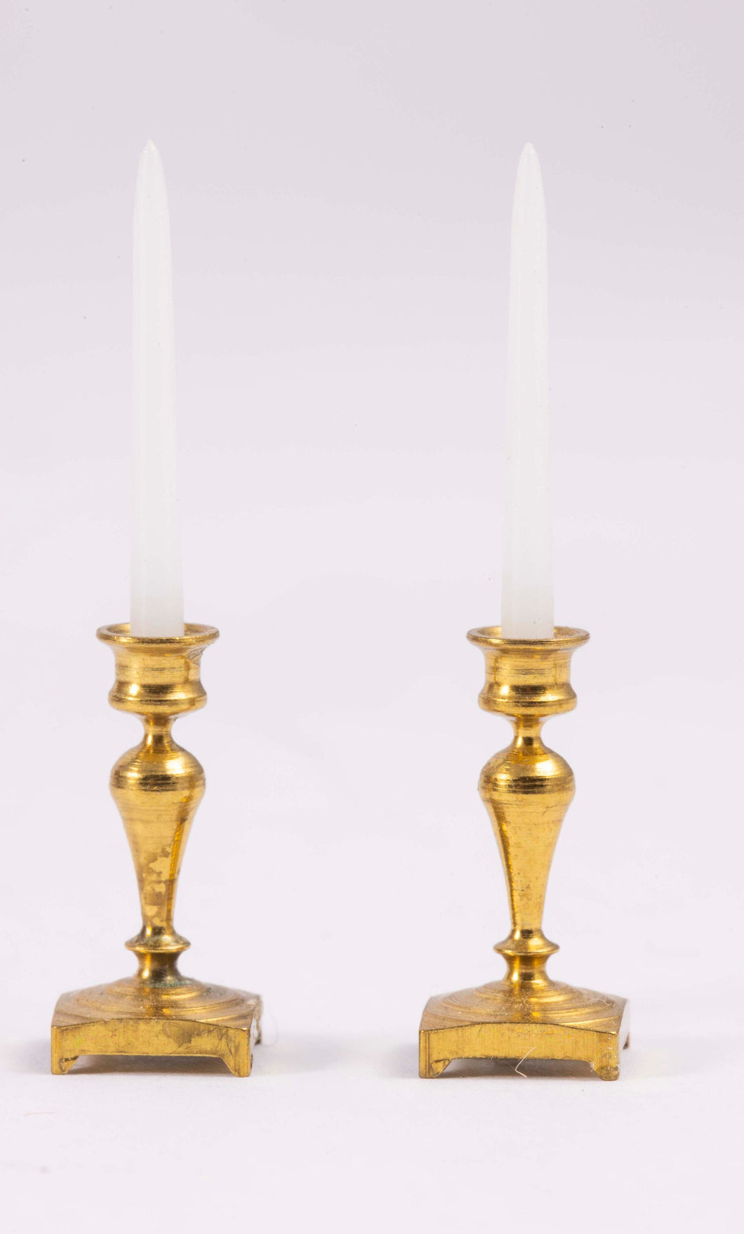 Dollhouse Miniature ~ Tretters Brass Candlesticks Pair,  From Lee Lefkowitz Collection