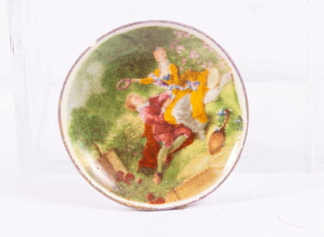 Dollhouse Miniature ~ Ceramic Decorated Victorian Plate Signed DF, From Lee Lefkowitz Collection