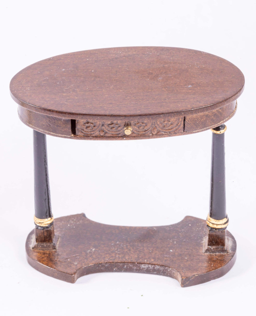 Dollhouse Miniature ~ Bespaq Oval Table with Drawe, Repaired, From Lee Lefkowitz Collection