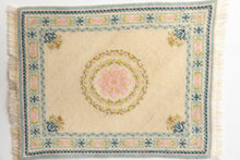 Load image into Gallery viewer, Dollhouse Miniature ~ Beautiful Light Blue, Gold and Ecru Petit Point Rug by Ursula Sauerberg
