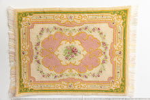 Load image into Gallery viewer, Dollhouse Miniature ~ Beautiful Green, PInk and Gold Petit Point Rug by Ursula Sauerberg

