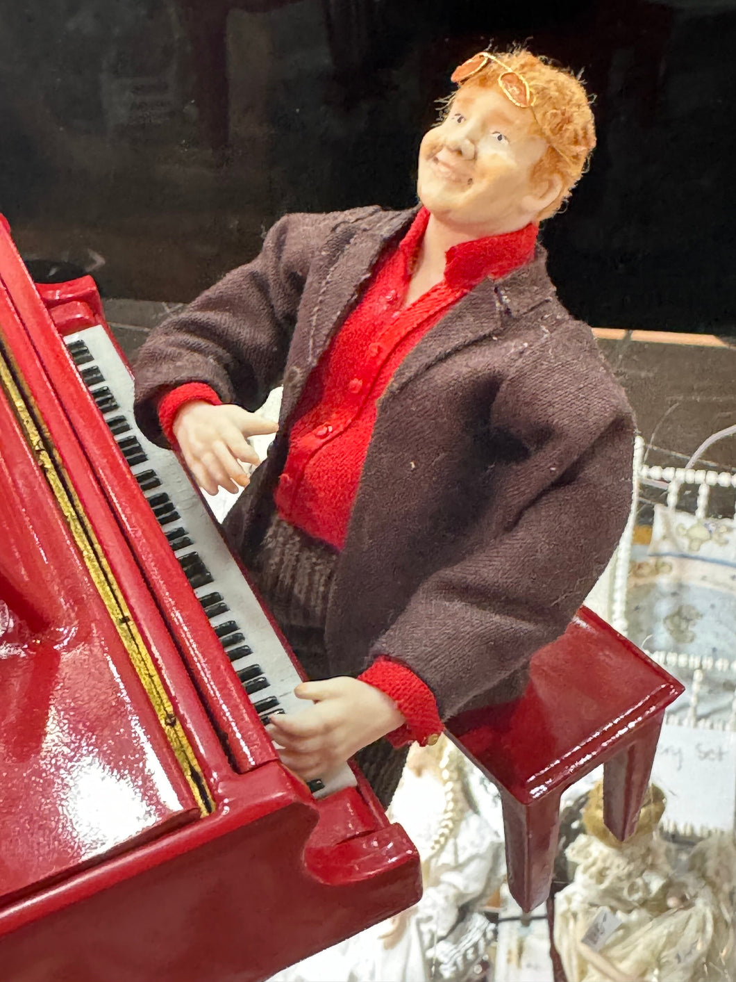 Dollhouse Miniature ~ Handmade OOAK Bart Kennedy Elton Johns’s Piano 2008 W Handmade Elton John Doll