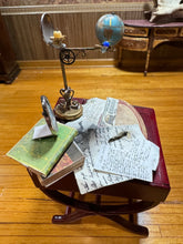 Load image into Gallery viewer, Dollhouse Miniature ~ Decorated Explorer Table (Missing Drawer) from The Small Sea Museum In California
