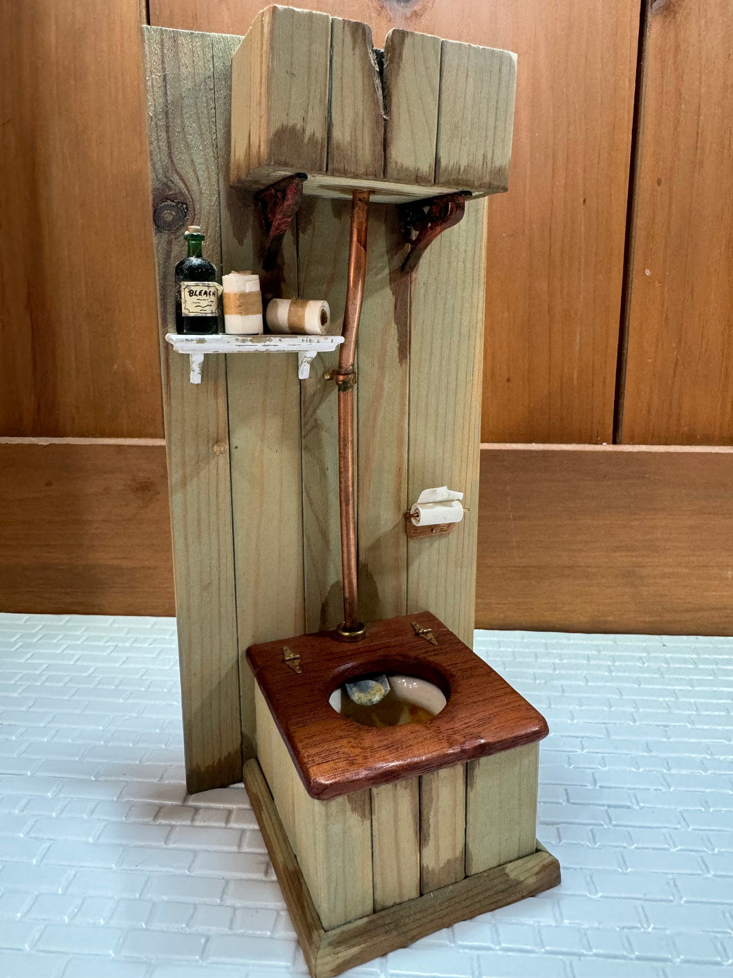 Dollhouse Miniature ~ Vintage Artisan Handmade Outdoor Beach Toilet