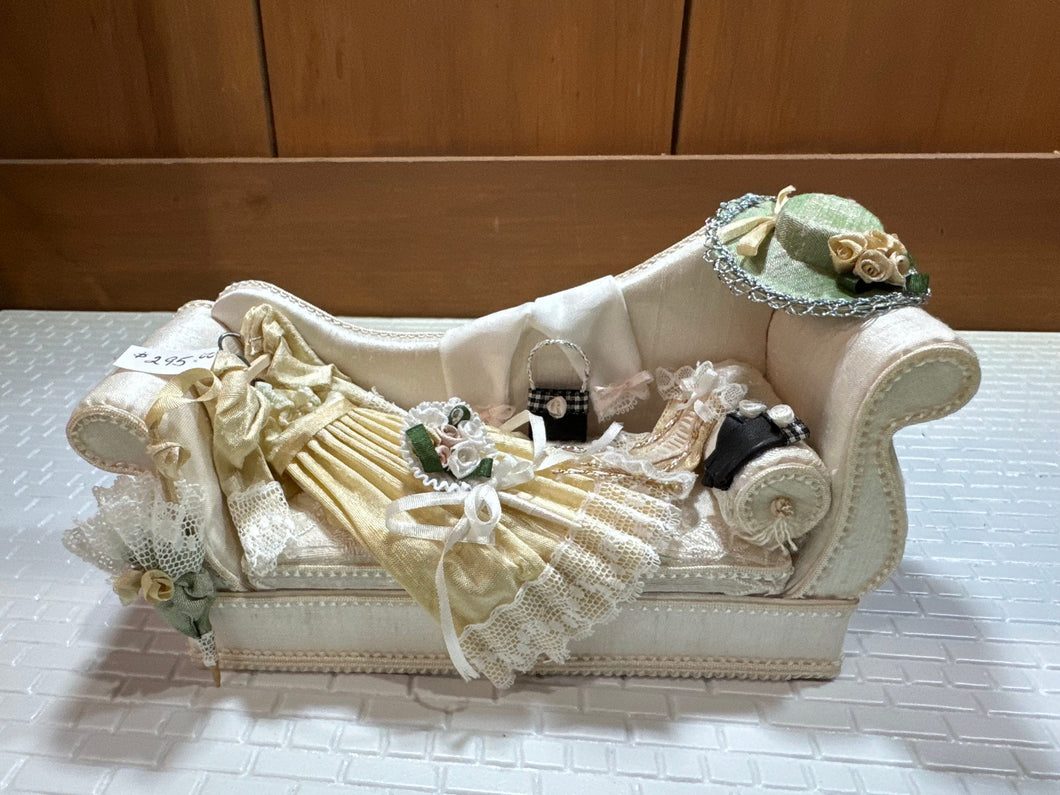 Dollhouse Miniatures ~ London Dollhouse Supply Company Handmade Decorated Chaise Lounge