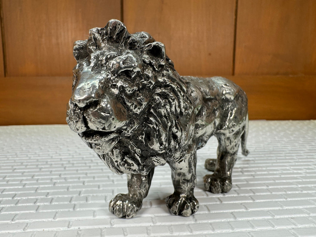 Dollhouse Miniatures ~  Vintage Artisan Pewter Lion Statue