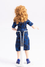 Load image into Gallery viewer, Modern Woman Doll in Blue Dress, Handmade Porcelain
