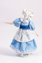 Load image into Gallery viewer, Dollhouse Miniature ~ Anthropomorphic White Sheep Doll in Blue Dress
