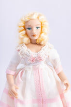 Load image into Gallery viewer, Dollhouse Miniature ~ Female Modern Doll in Pink &amp; White Dress

