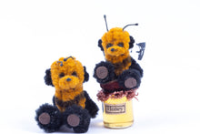 Load image into Gallery viewer, Dollhouse Miniature ~ Handmade Adorable Bumble Bee Teddy Bears with Honey Jar - From Ursula Sauerberg Estate
