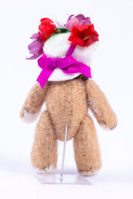 Load image into Gallery viewer, Dollhouse Miniature ~ Handmade Teddy Bear Dressed in Ladies Hat and Necklace Stuffed Animal Toy - From Ursula Sauerberg Estate
